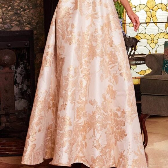 NWT Jovani 23178SC Mother of the Bride Floral Printed Sleeve Gold Size 14 - Picture 3 of 11
